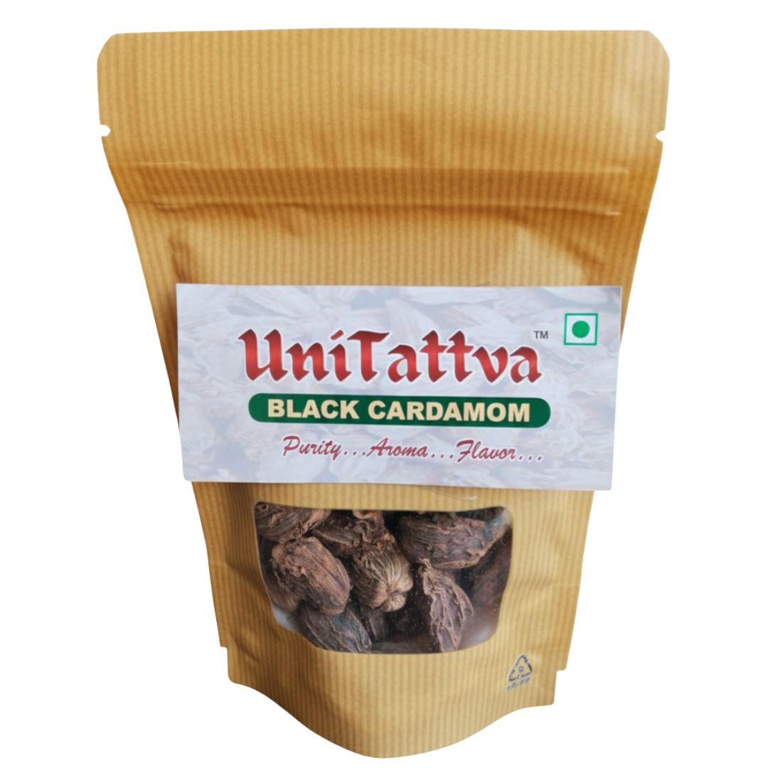 UniTattva Premium Whole Black Cardamom (Badi Elaichi) – 100% Natural & Pure | Smoky & Aromatic Spice for Curries & Biryanis | No Taste Enhancer, No Preservatives, No Added Colors