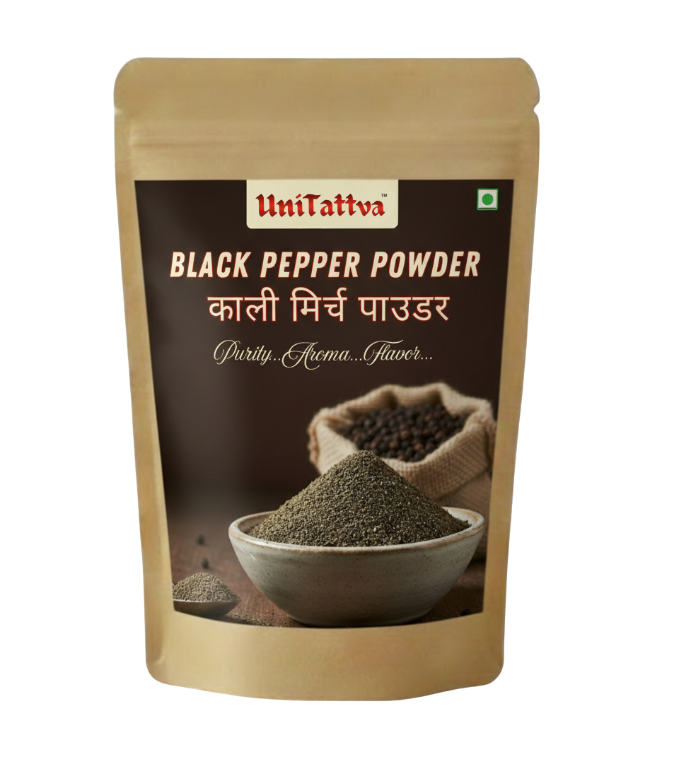 UniTattva Premium Black Pepper Powder – 100% Natural & Pure | Bold & Pungent Spice for Curries & Seasoning | No Taste Enhancer, No Preservatives, No Added Colors