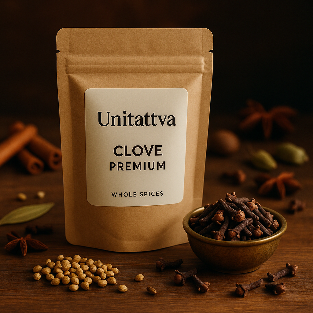 UniTattva Premium Whole Cloves (Laung) – 100% Natural & Pure | Warm & Aromatic Spice for Curries & Biryani | No Taste Enhancer, No Preservatives, No Added Colors