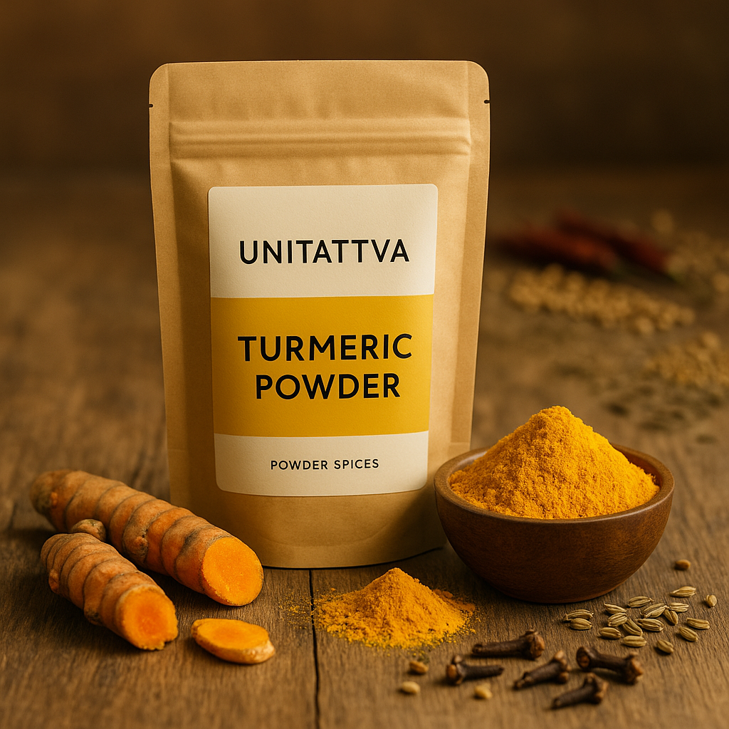 UniTattva Premium Turmeric Powder (Haldi) – 100% Natural & Pure | Golden Spice for Curries & Wellness | No Taste Enhancer, No Preservatives, No Added Colors