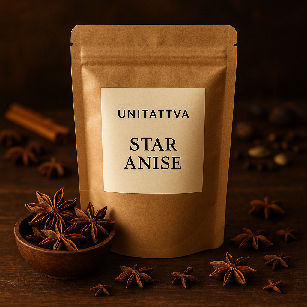 UniTattva Premium Whole Star Anise – 100% Pure & Natural | Aromatic Spice for Biryani, Tea & Curries | No Taste Enhancer, No Preservatives, No Added Colors