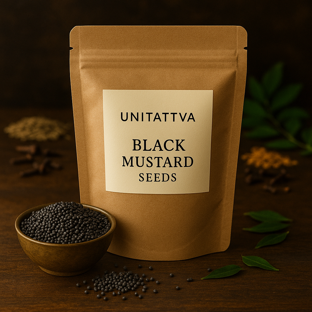 UniTattva Premium Black Mustard Seeds – 100% Natural & Pure | Essential Spice for Indian Cooking & Pickles | No Taste Enhancer, No Preservatives, No Added Colors