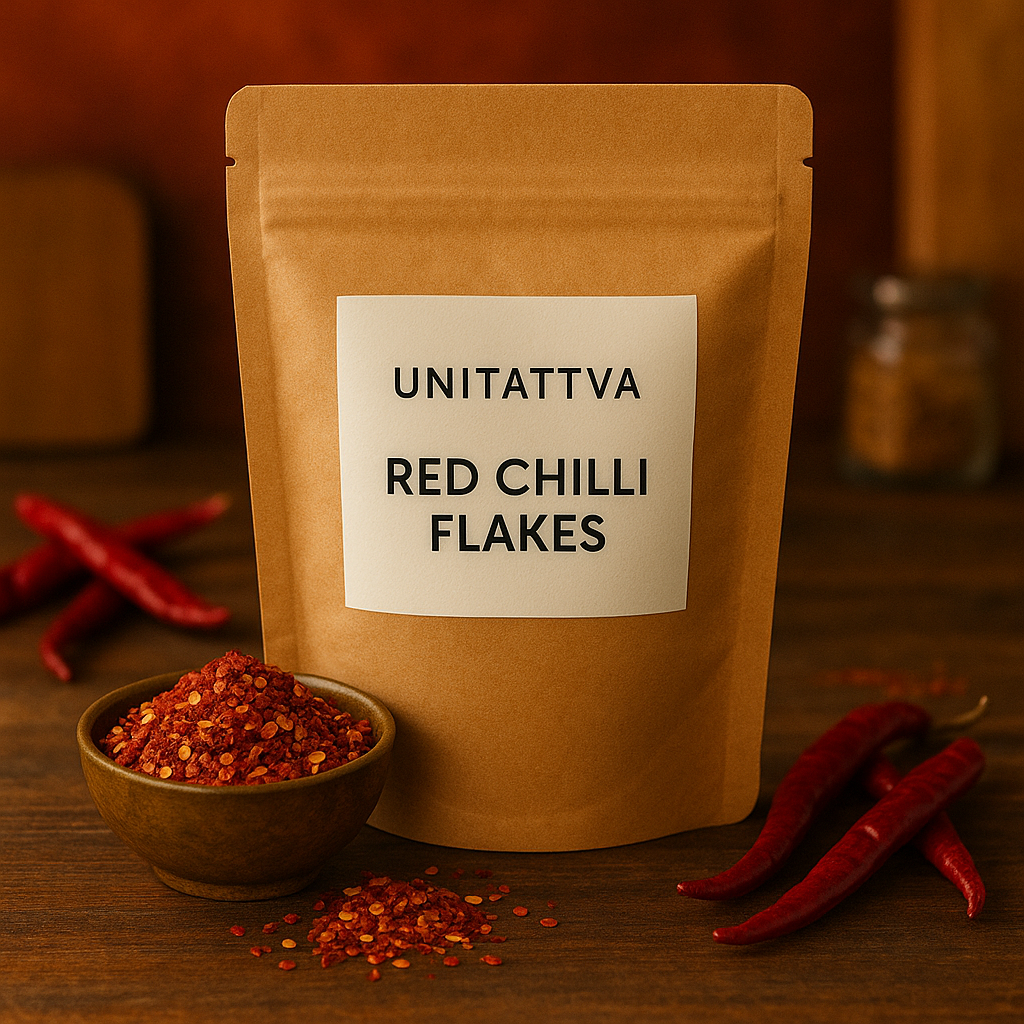 UniTattva Premium Red Chilli Flakes – 100% Natural & Pure | Perfect Spice for Pizza, Pasta & Curries | No Taste Enhancer, No Preservatives, No Added Colors