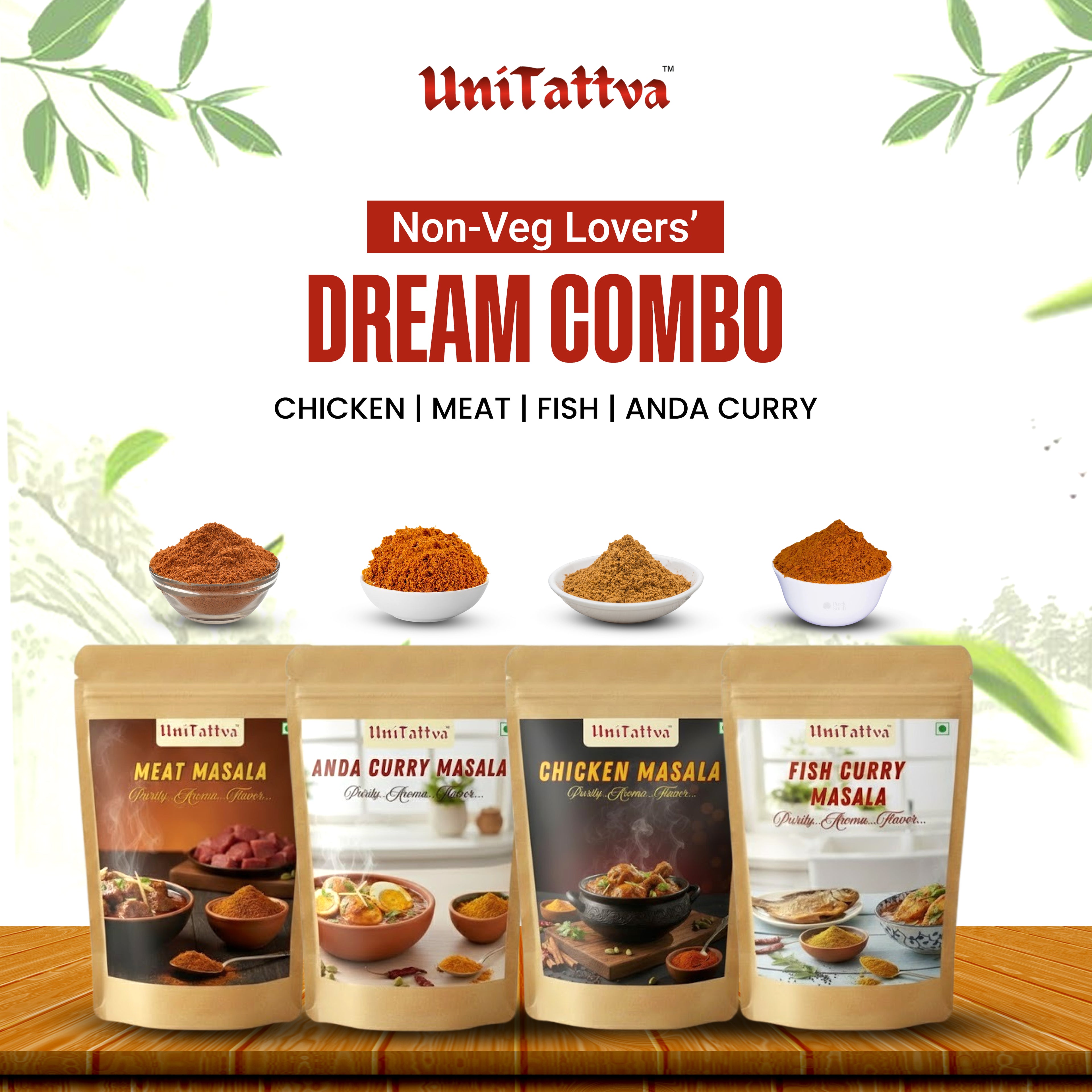 Combo – Chicken Masala, Meat Masala, Fish Curry Masala & Anda Curry Masala