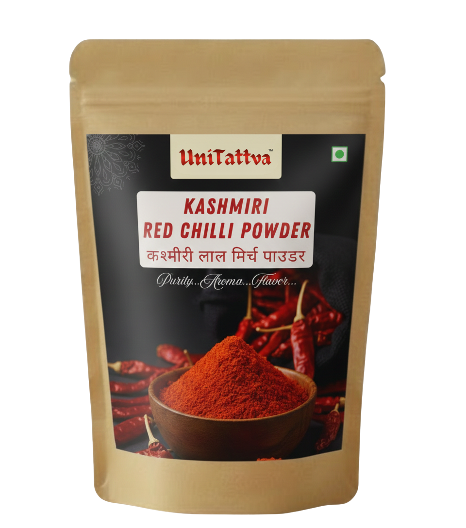 UniTattva Premium Kashmiri Red Chilli Powder | 100% Natural & Pure | Mild Heat, Vibrant Color | Perfect for Curries, Tandoori, Gravies & Marinades