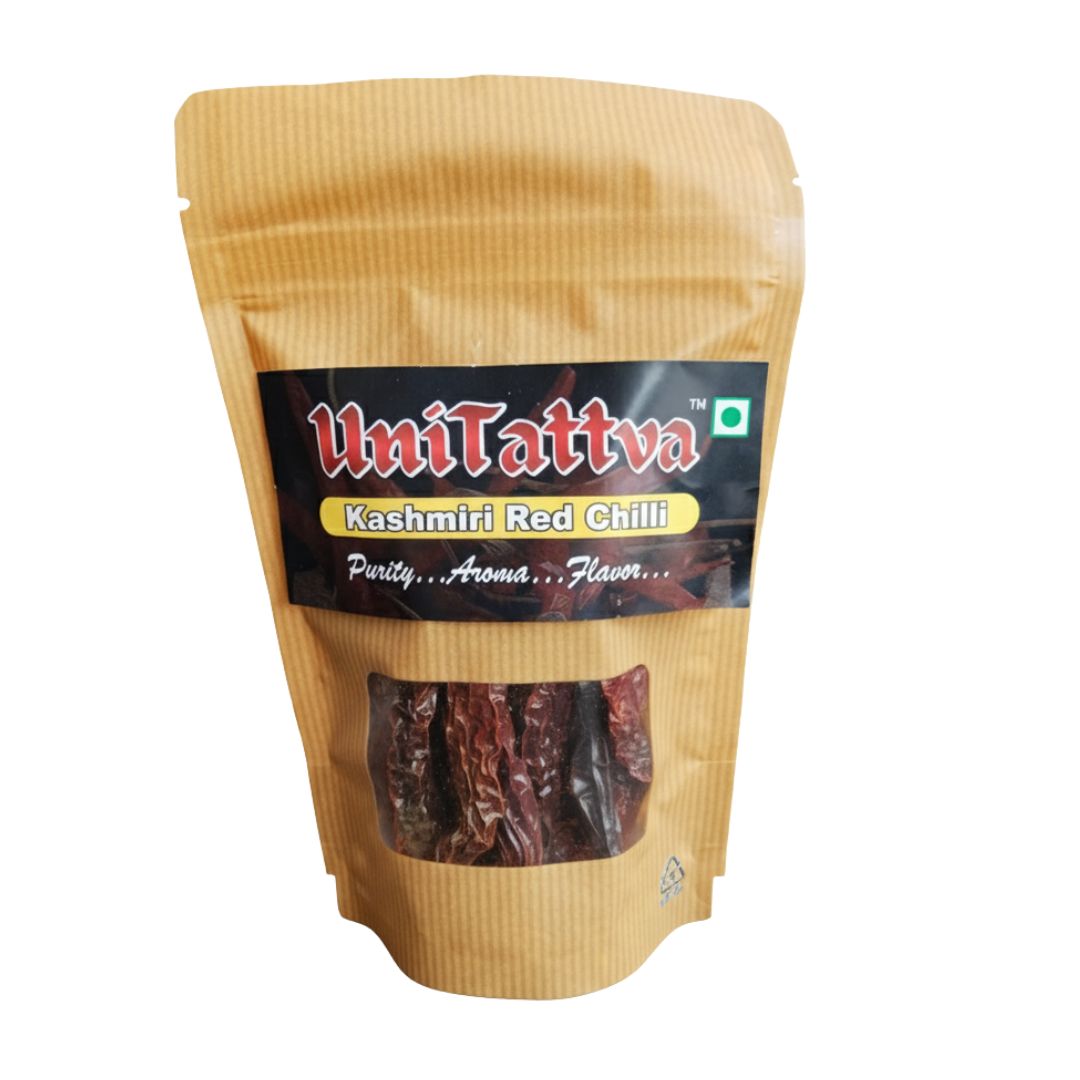UniTattva Kashmiri Red Chillies – 100% Natural & Pure | Mild Heat, Vibrant Color | No Taste Enhancer, No Preservatives, No Added Colors