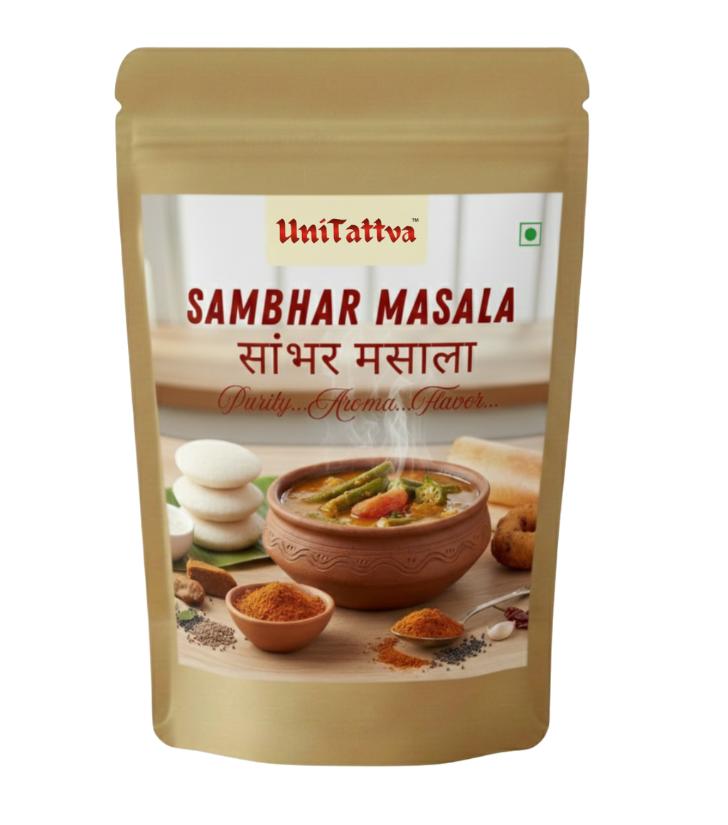 UniTattva Premium Sambhar Masala – Authentic South Indian Spice Blend | 100% Natural & Pure | No Taste Enhancer, No Preservatives, No Added Colors No Garlic No Onion